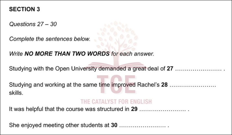 Dạng Sentences Completion