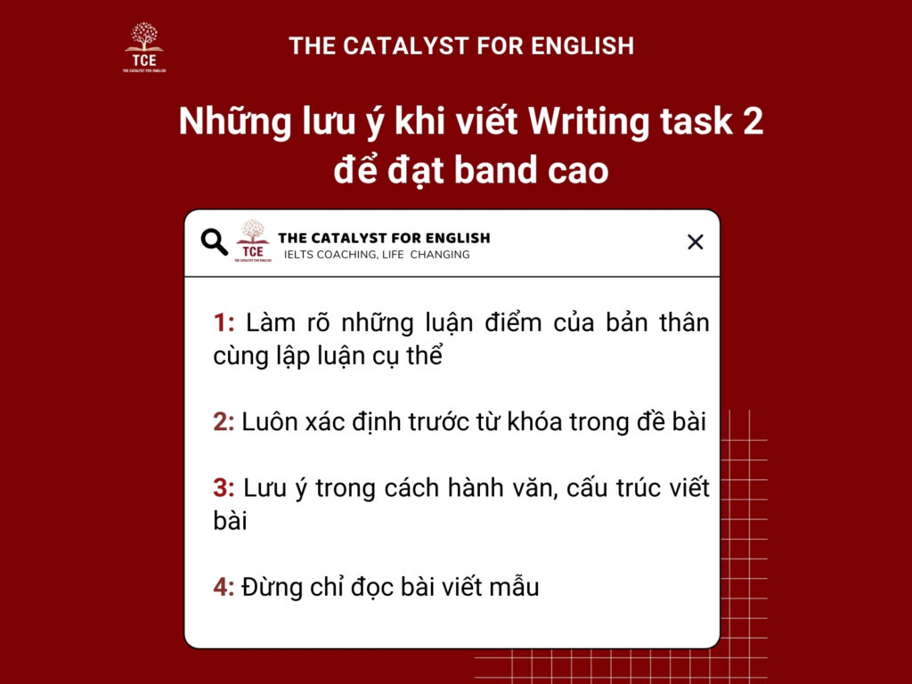 Những lưu ý khi viết Writing task 2 để đạt band cao