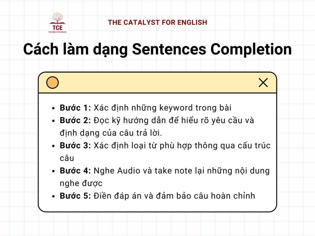 Cách làm dạng dạng Sentences Completion