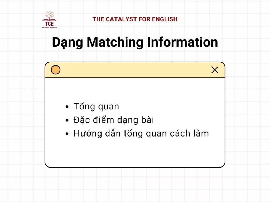 Dạng bài nối thông tin (Matching information)