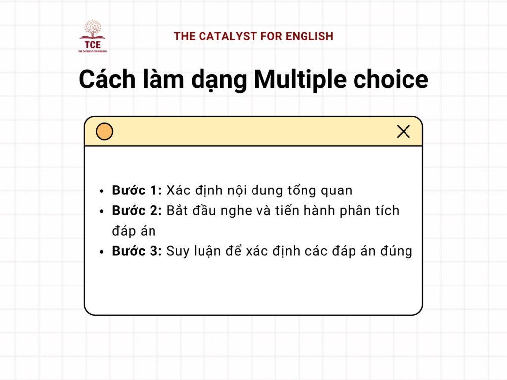 Các bước làm bài Multiple choice tổng quan 