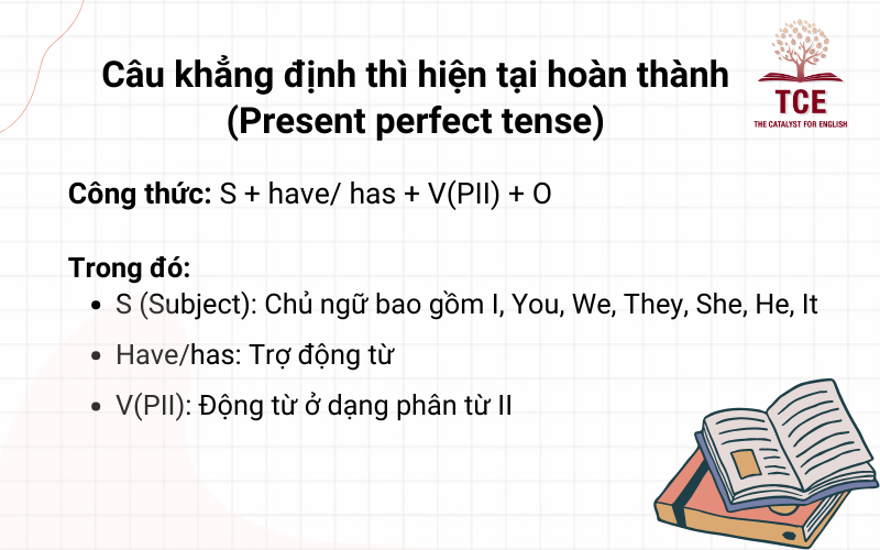 Câu khẳng định thì hiện tại hoàn thành (Present perfect tense)