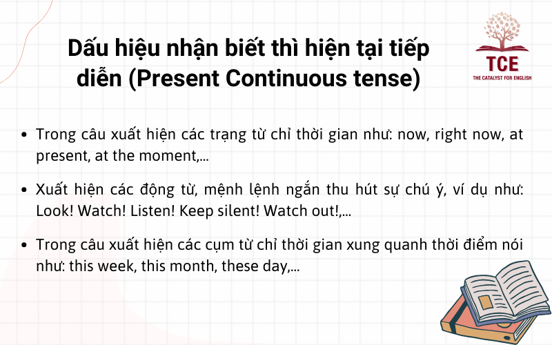 Dấu hiệu nhận biết thì hiện tại tiếp diễn (Present Continuous tense)