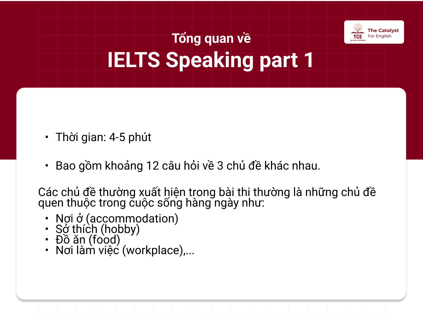 Tổng quan IELTS Speaking part 1