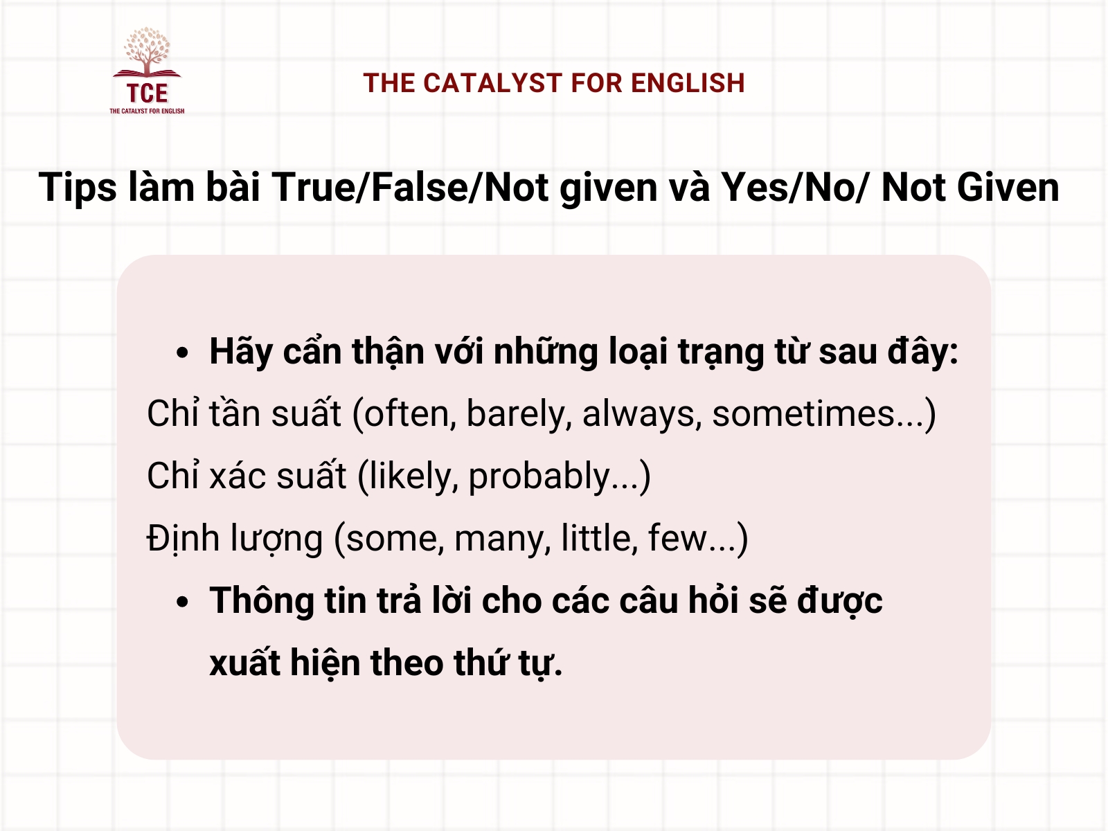 Lưu ý khi làm bài true/false/not given và yes/no/not given