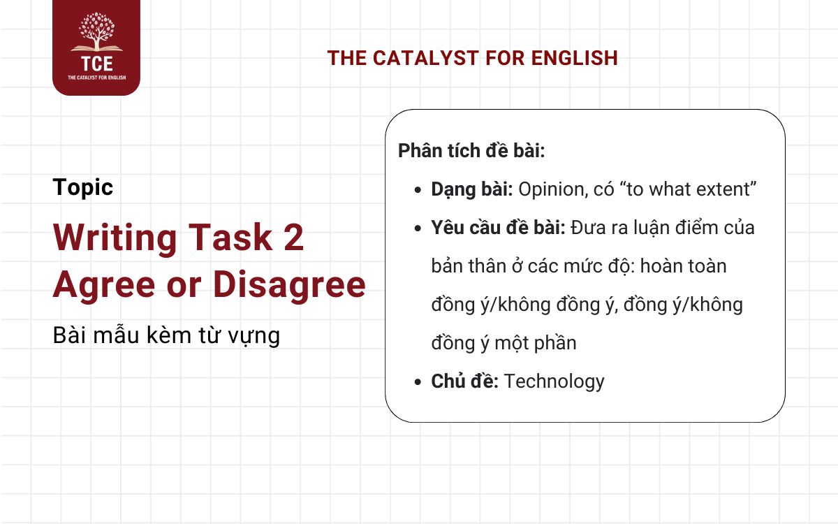 Bài mẫu Writing Task 2 Agree or Disagree kèm từ vựng