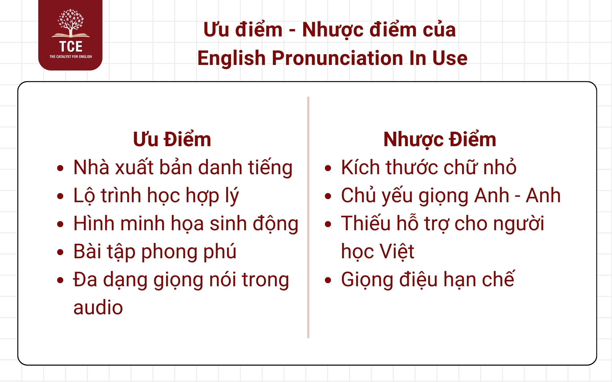 Ưu điểm - Nhược điểm của English Pronunciation In Use