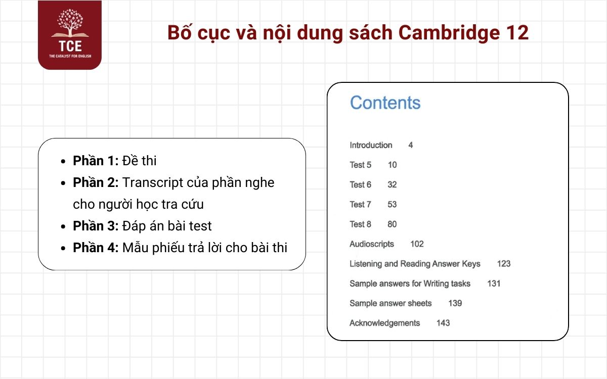 Bố cục và nội dung sách Cambridge 12