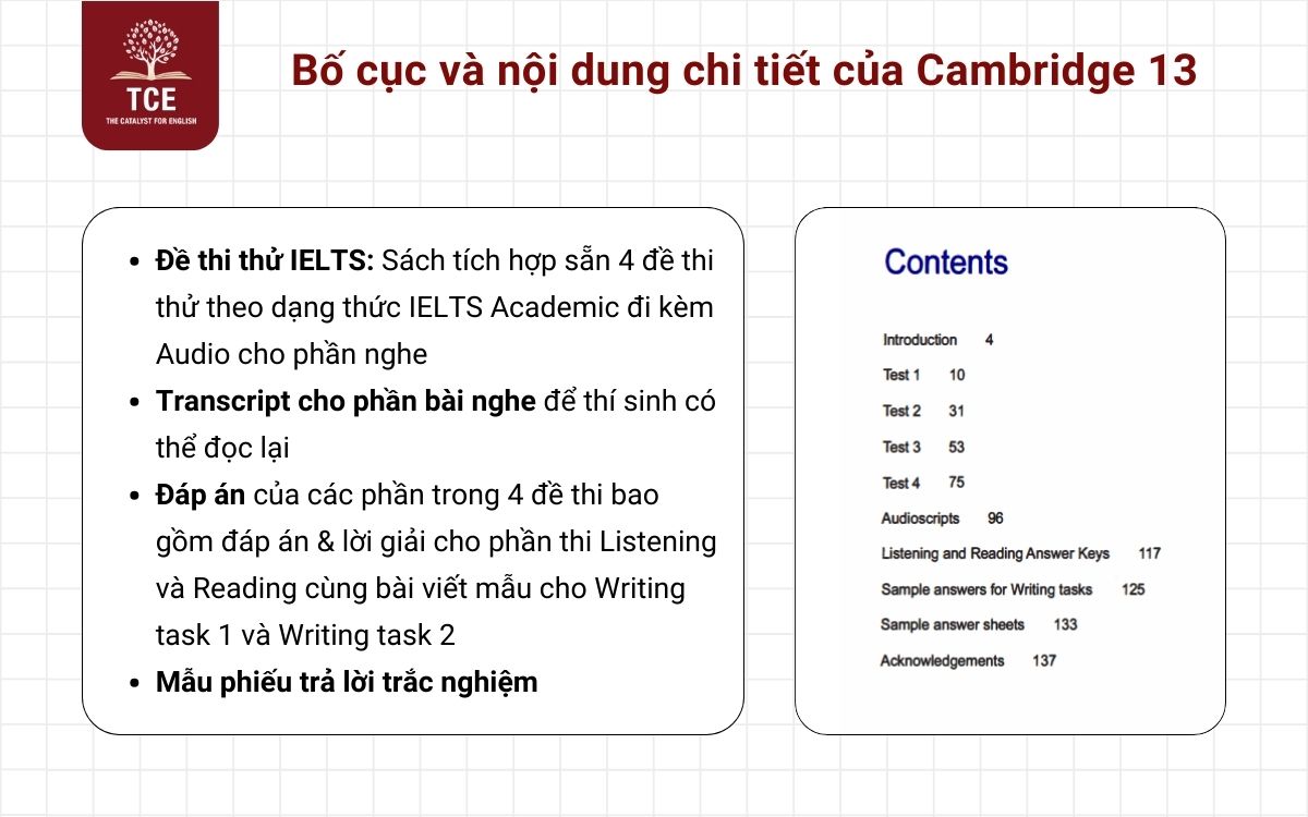 Bố cục và nội dung cuốn Cambridge IELTS 13