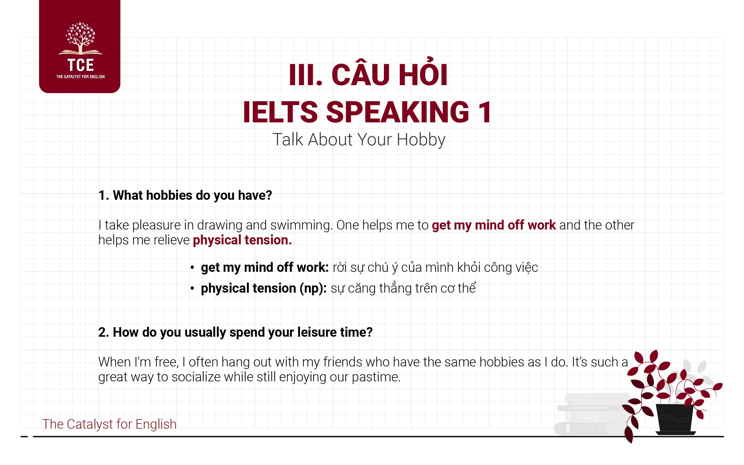 Câu hỏi IELTS Speaking 1 chủ đề Talk about your hobby