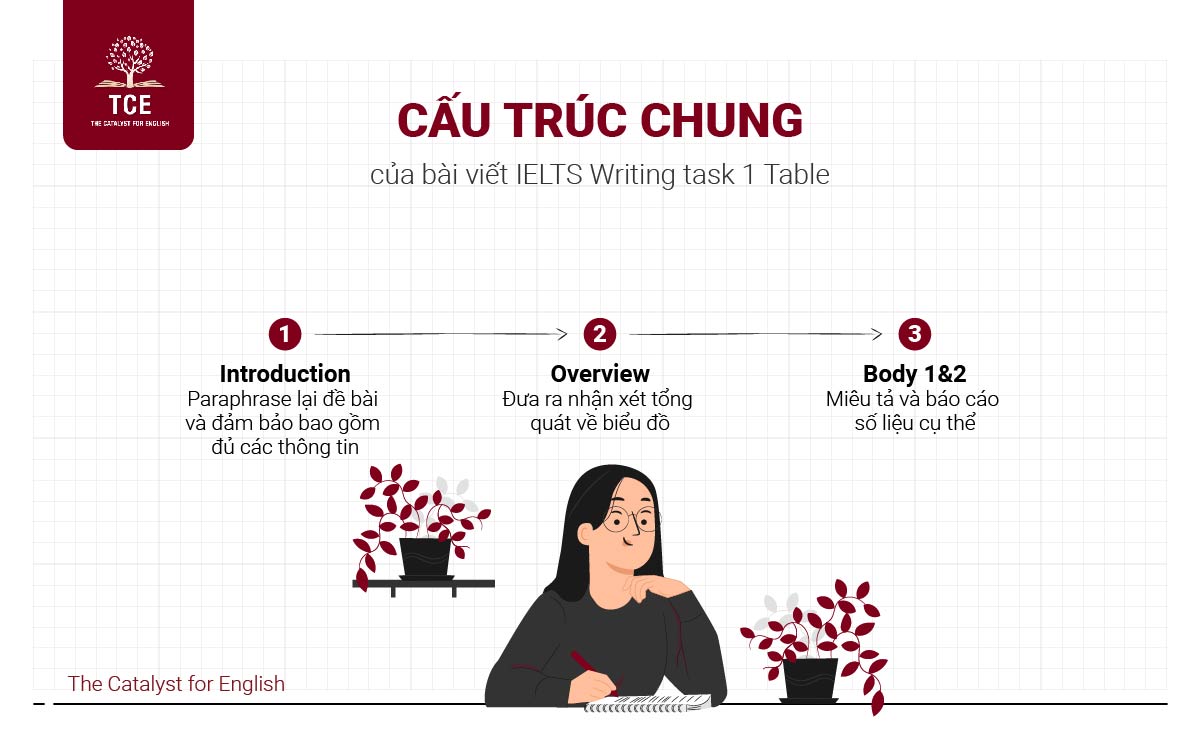 Cấu trúc chung của bài viết IELTS Writing task 1 Table