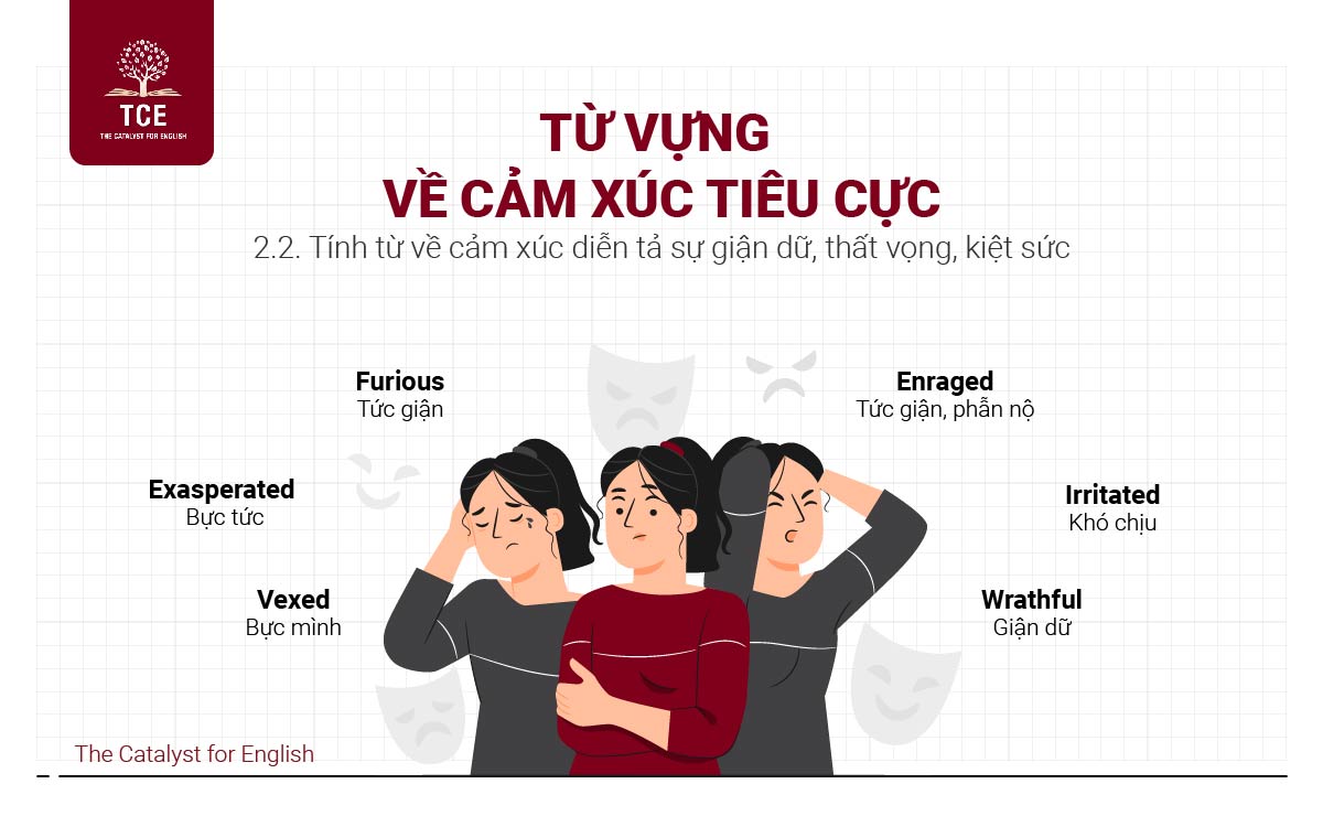 Tính từ về cảm xúc diễn tả sự giận dữ, thất vọng, kiệt sức