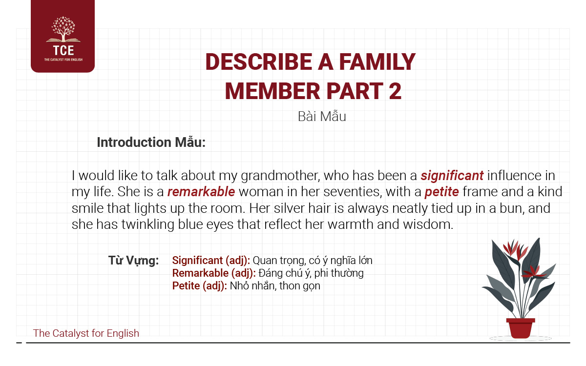 Bài mẫu Describe a family member - IELTS Speaking Part 2