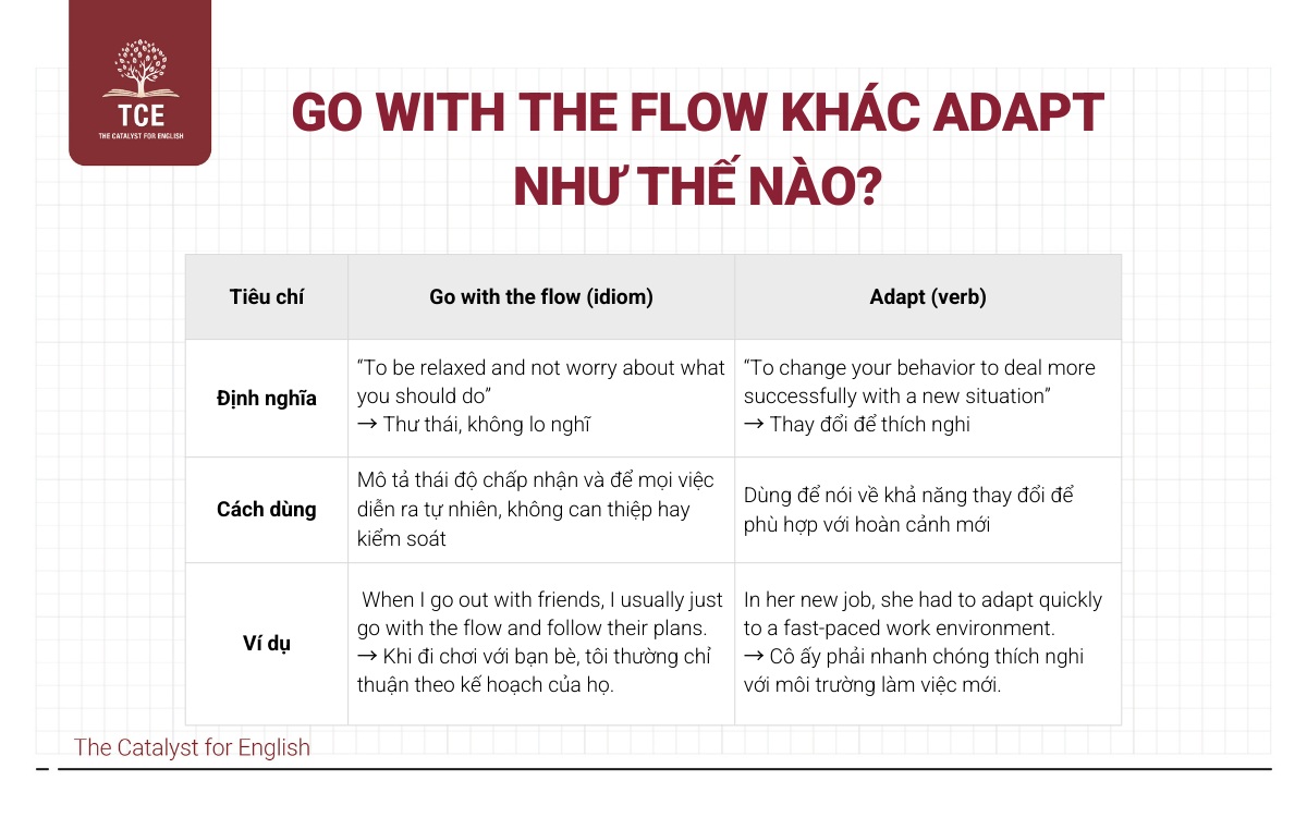 Go with the flow khác Adapt như thế nào?