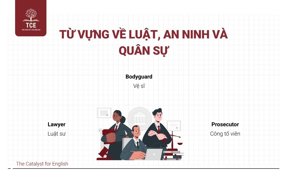 Từ vựng nghề nghiệp tiếng Anh lĩnh vực Luật, An ninh và Quân sự