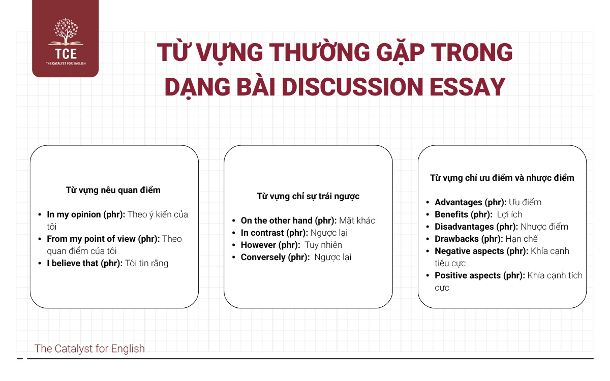 Tổng hợp từ vựng thường gặp trong dạng bài Discussion Essay
