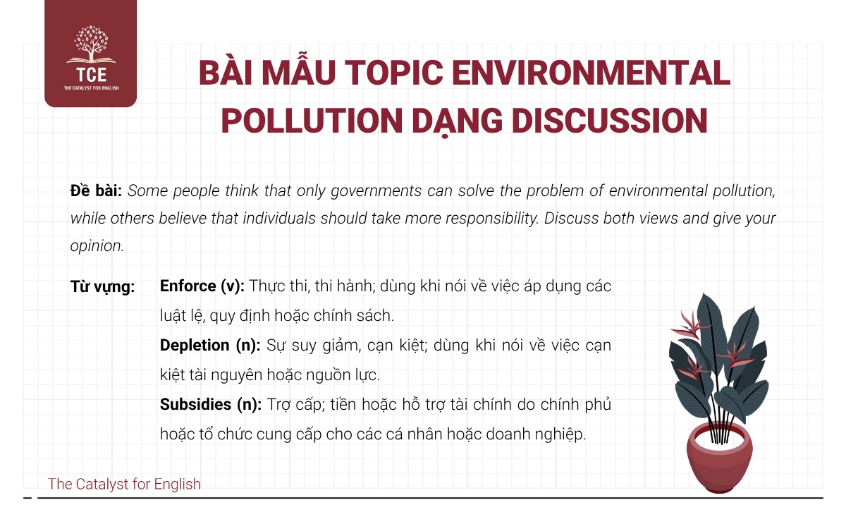 Bài mẫu IELTS Writing Task 2 topic Environmental Pollution Dạng Discussion