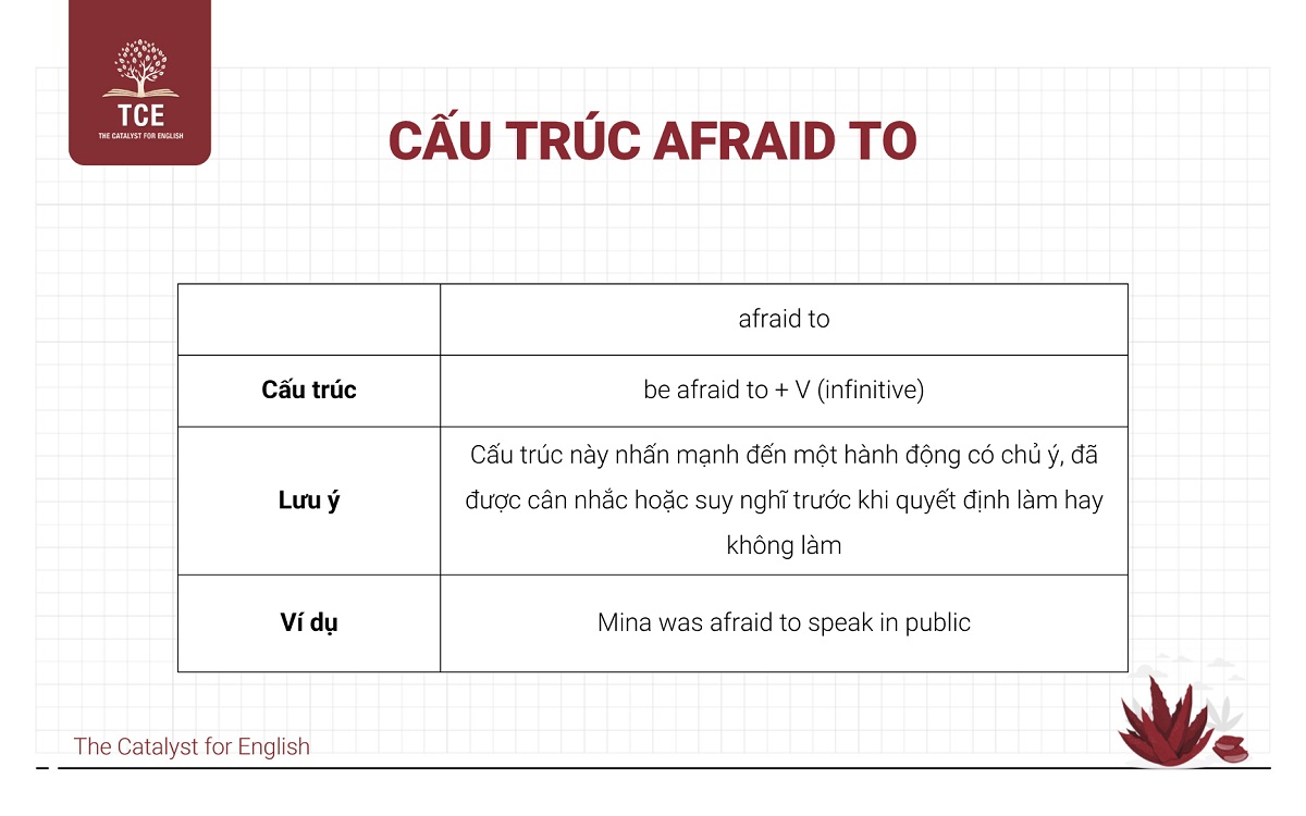 Cấu trúc “afraid to”