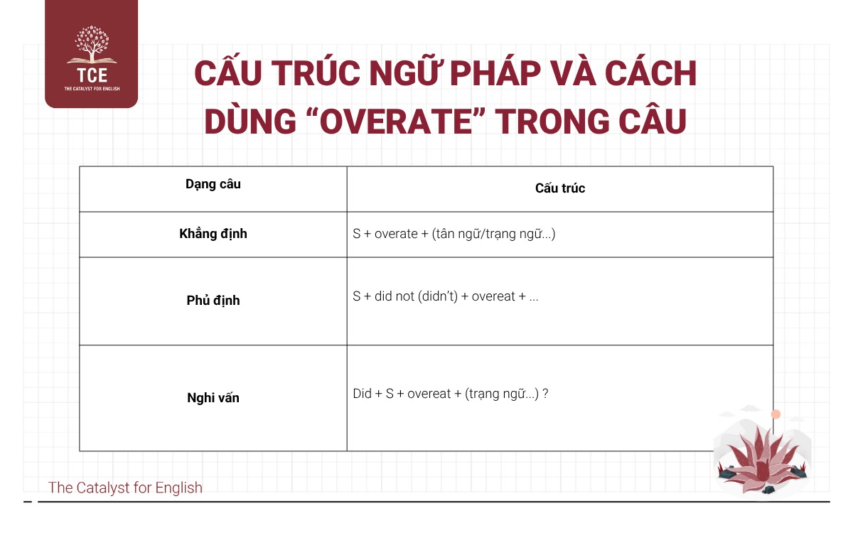 Cấu trúc ngữ pháp và cách dùng “overate” trong câu