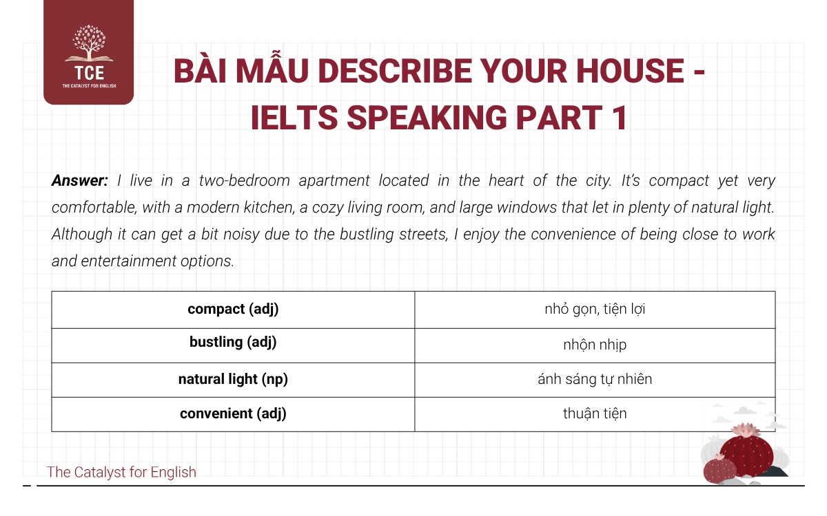 Bài mẫu Describe your house - IELTS Speaking part 1