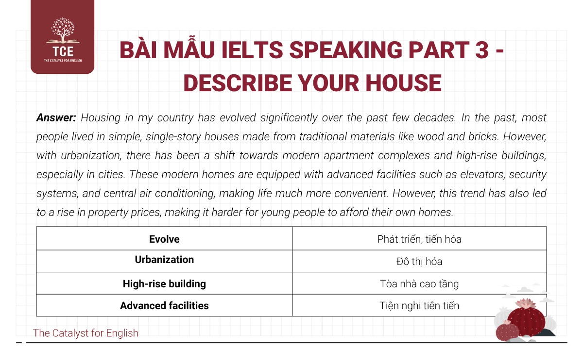 Bài mẫu IELTS Speaking part 3 - Describe your house