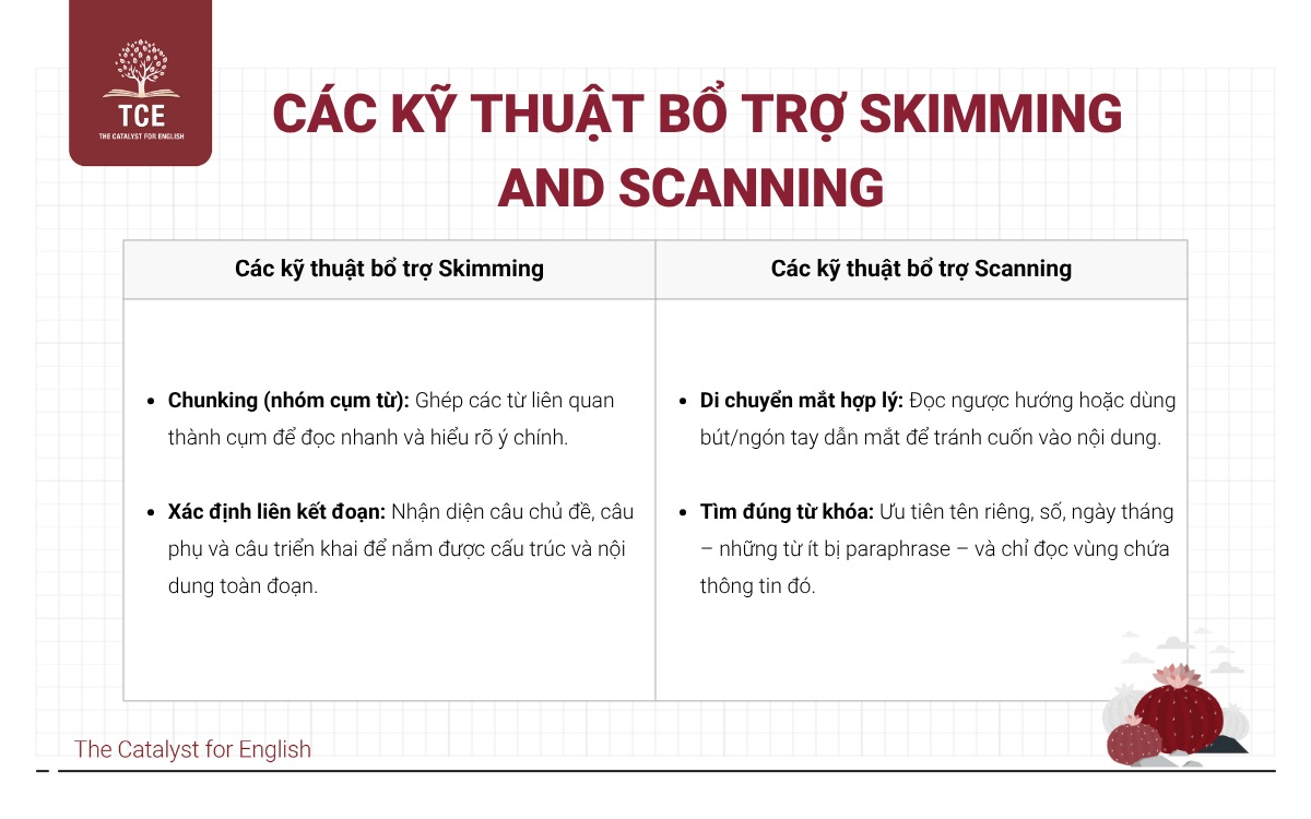 Các kỹ thuật bổ trợ Skimming and Scanning