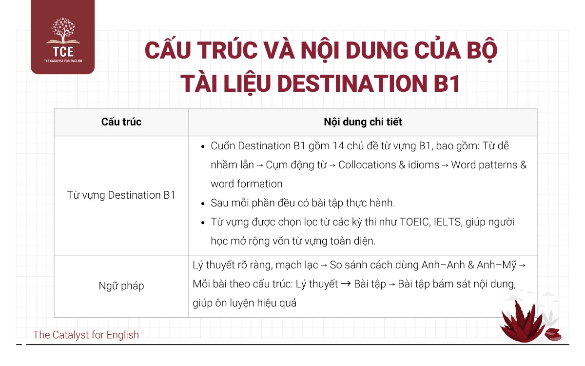 Cấu trúc và nội dung của bộ tài liệu Destination B1