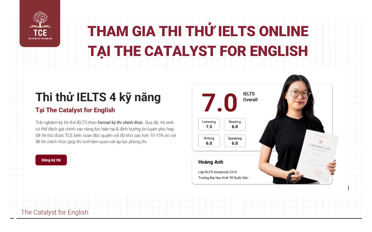 Tham gia thi thử IELTS Online tại The Catalyst for English