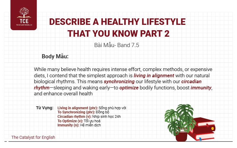 Bài mẫu Describe a healthy lifestyle that you know part 2 - 7.5+