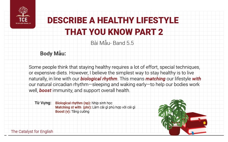 Bài mẫu Describe a healthy lifestyle that you know part 2 - 5.5+