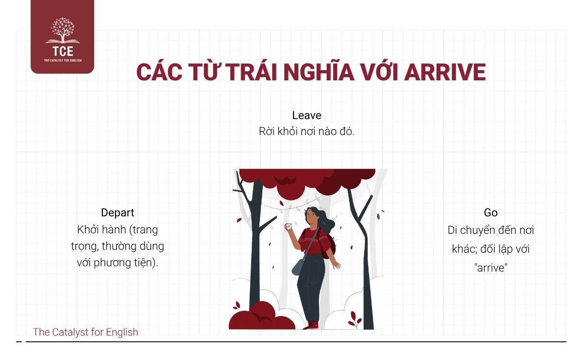 Các từ trái nghĩa với Arrive