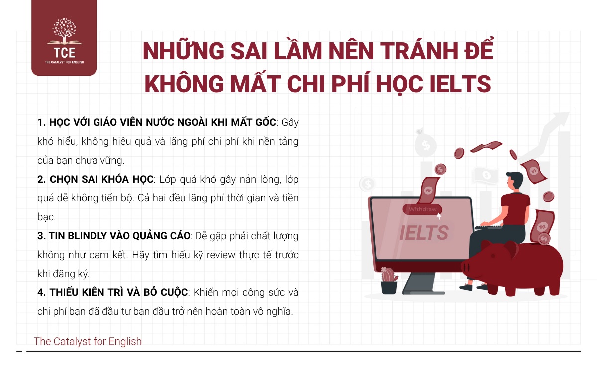 Những sai lầm nên tránh để không mất chi phí học IELTS