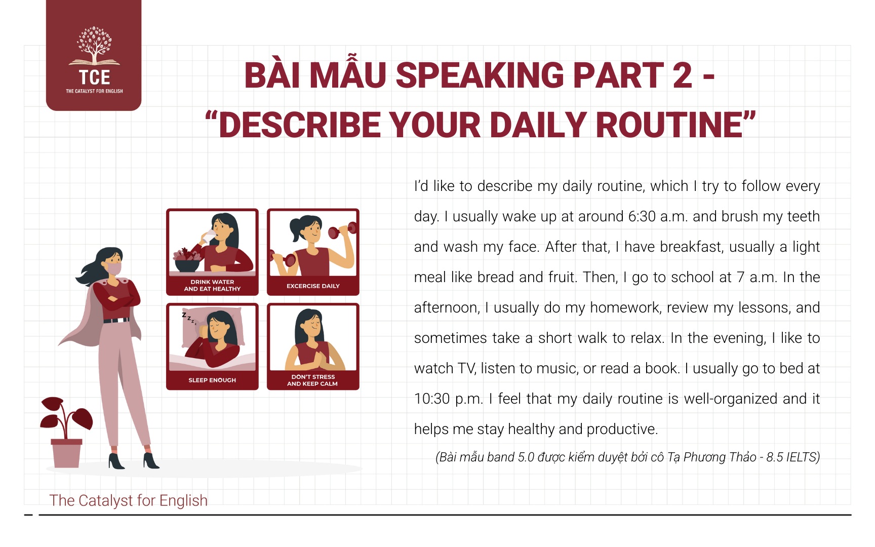 Bài mẫu Speaking Part 2 - “Describe your daily routine”