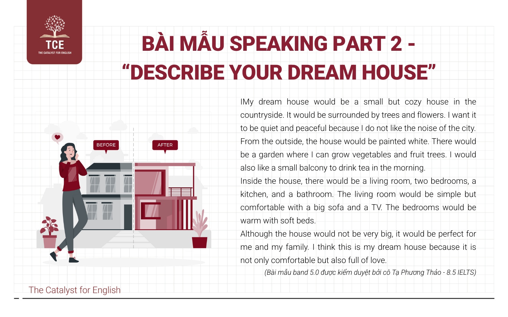 Bài mẫu Speaking Part 2 - “Describe your dream house”