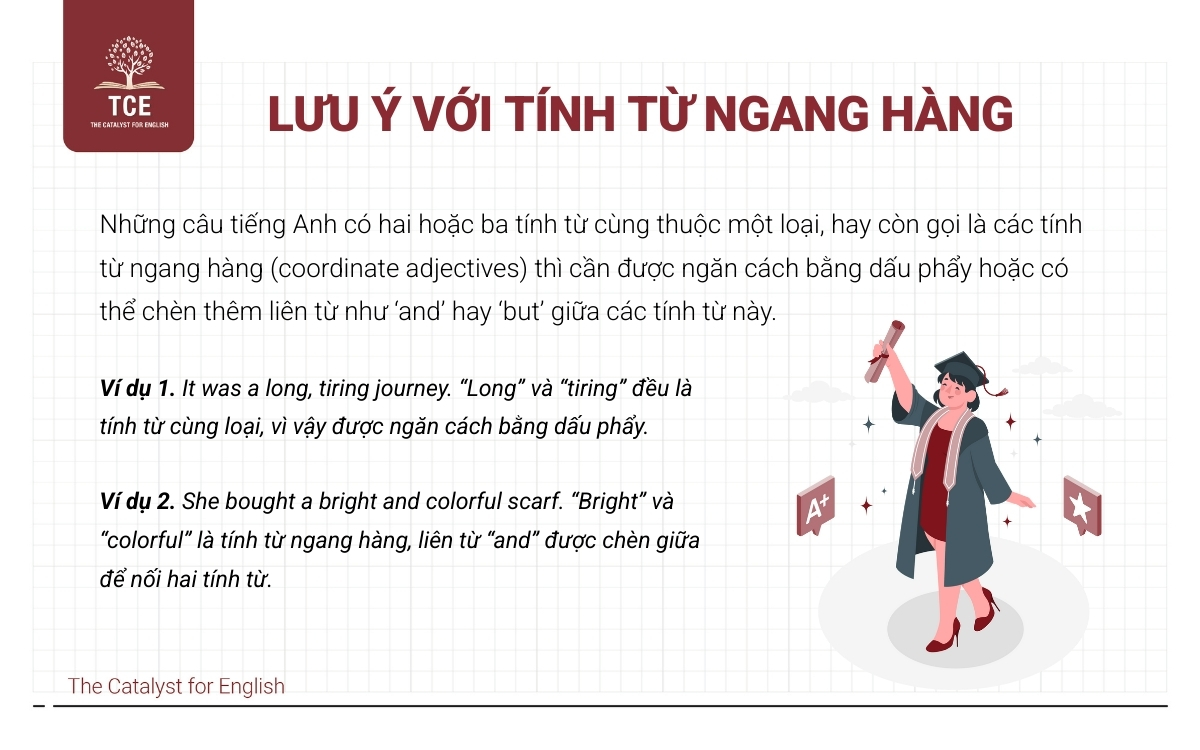 Lưu ý về trật tự tính từ đối với các tính từ ngang hàng