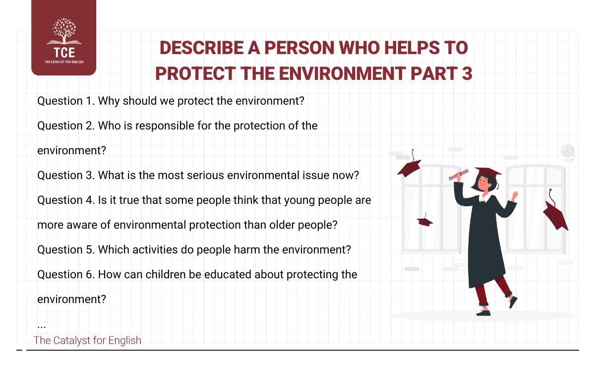 Bài mẫu describe a person who helps to protect the environment part 3