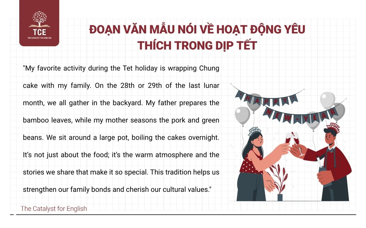 Đoạn văn mẫu nói về hoạt động yêu thích trong dịp Tết