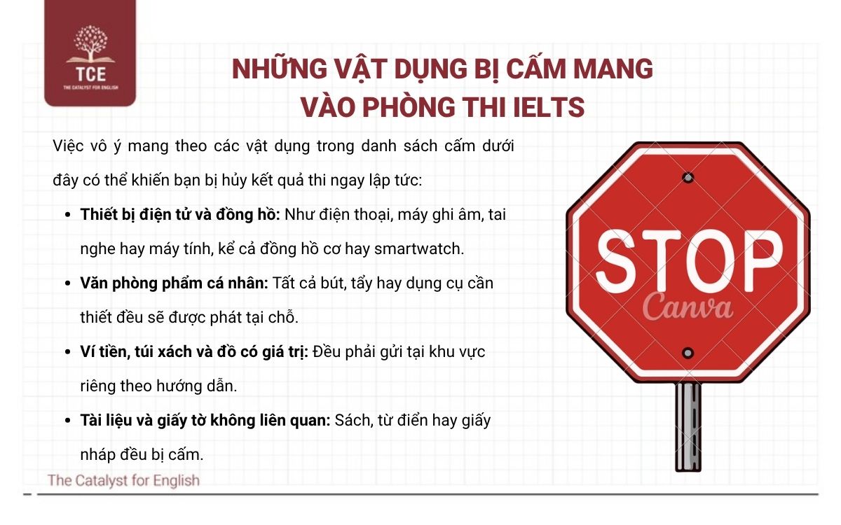 Những vật dụng bị cấm mang vào phòng thi IELTS
