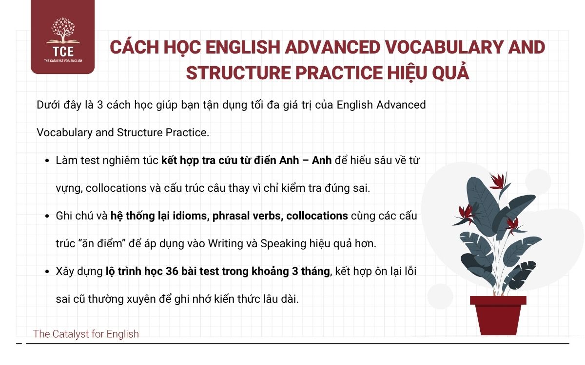 Hướng dẫn cách học sách English Advanced Vocabulary and Structure Practice hiệu quả