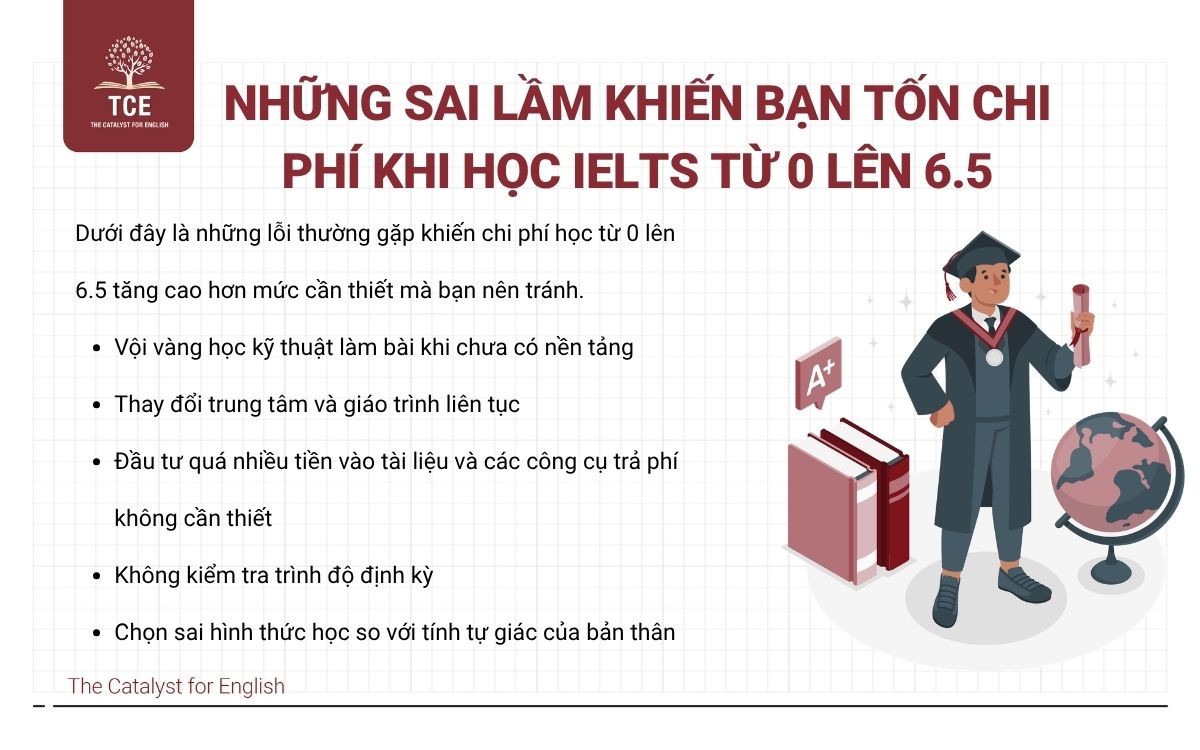 Những sai lầm khiến bạn tốn chi phí khi học IELTS từ 0 lên 6.5