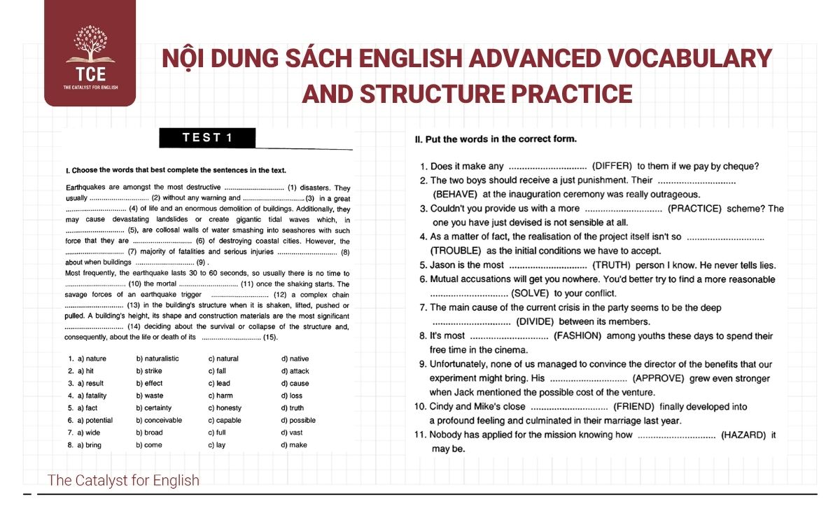 Review nội dung sách English Advanced Vocabulary And Structure Practice